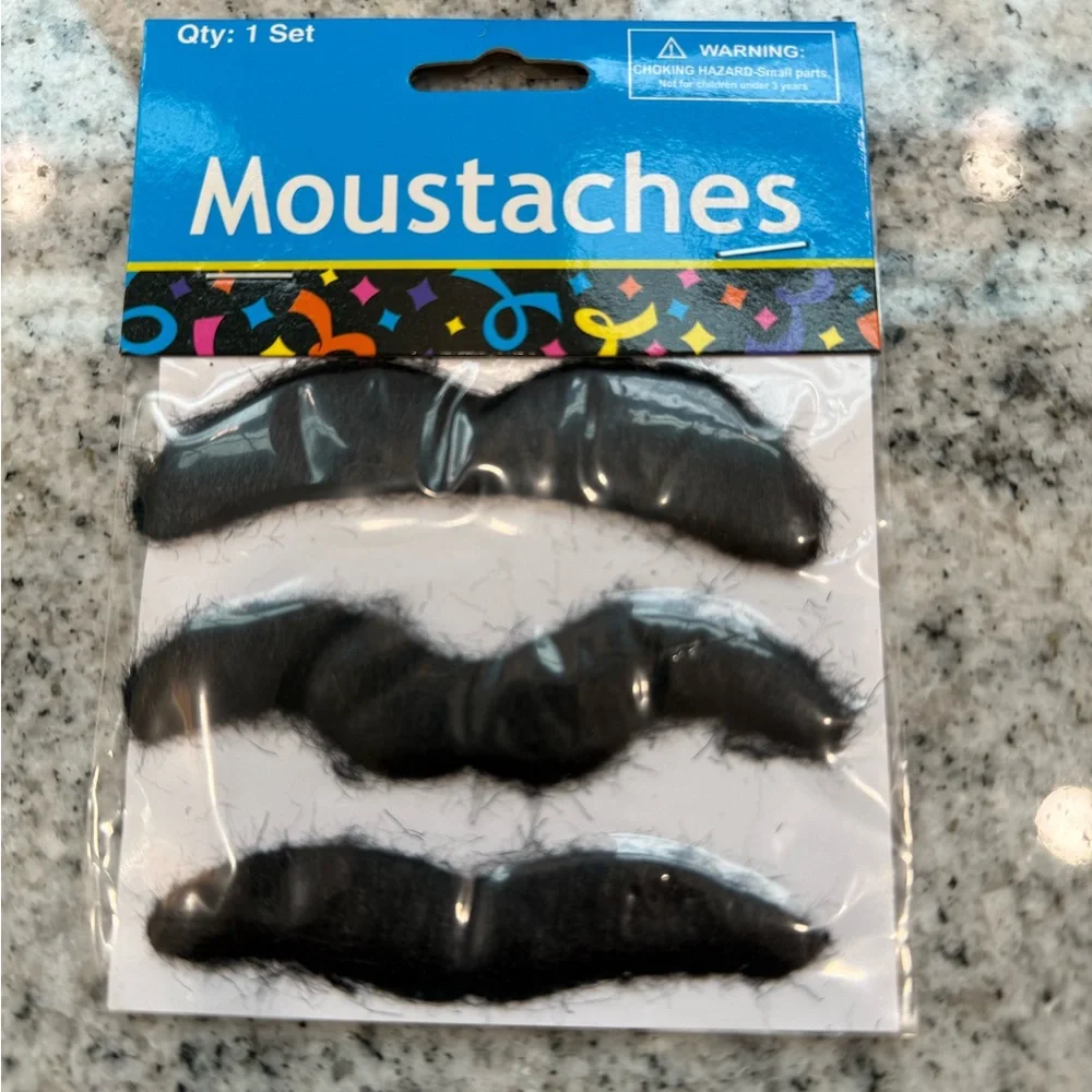 Black Faux Mustache Set of 12 - 3 packs